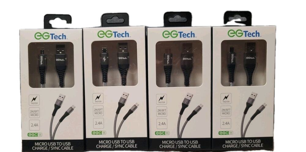 EG Tech EGC11 Micro USB to USB Charge Sync Cable 2M 6ft 2.4A Fast Charging